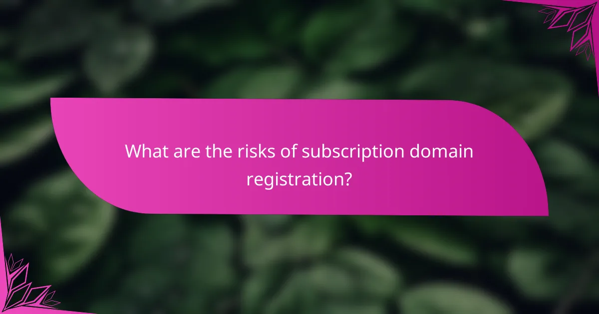 What are the risks of subscription domain registration?