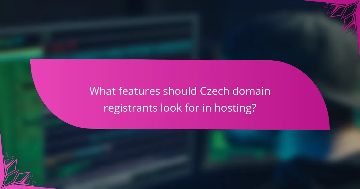 What features should Czech domain registrants look for in hosting?